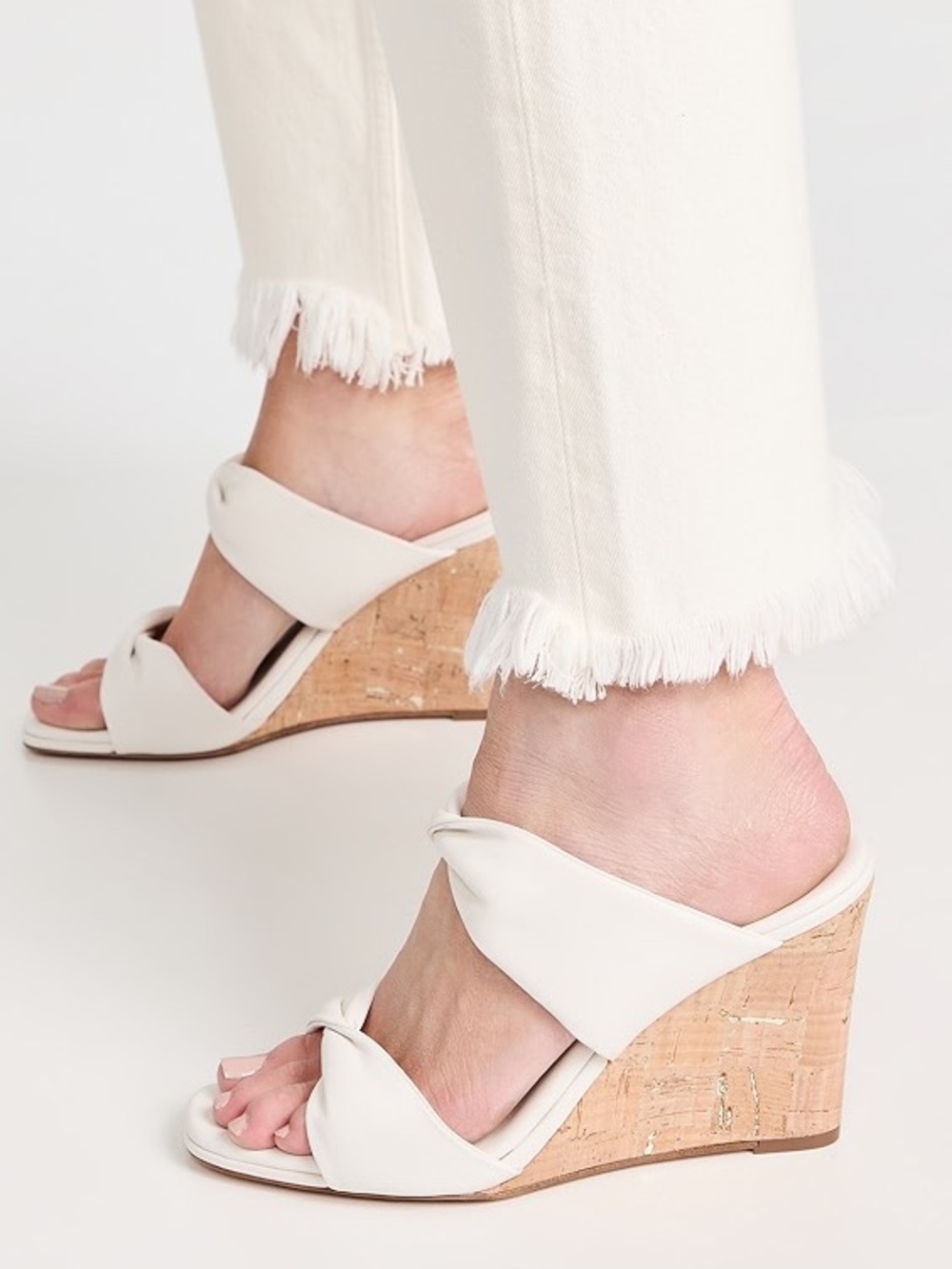 AQUAZZURA TWIST WEDGE 85 SANDALS IN WHITE 35.5 5.5 US